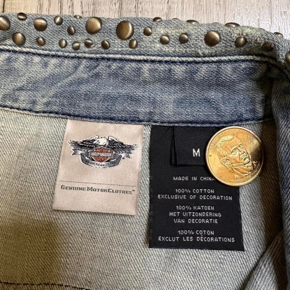 Harley Davidson Women's Roll Tab‎ Denim Button Shirt Size M - Picture 5 of 8